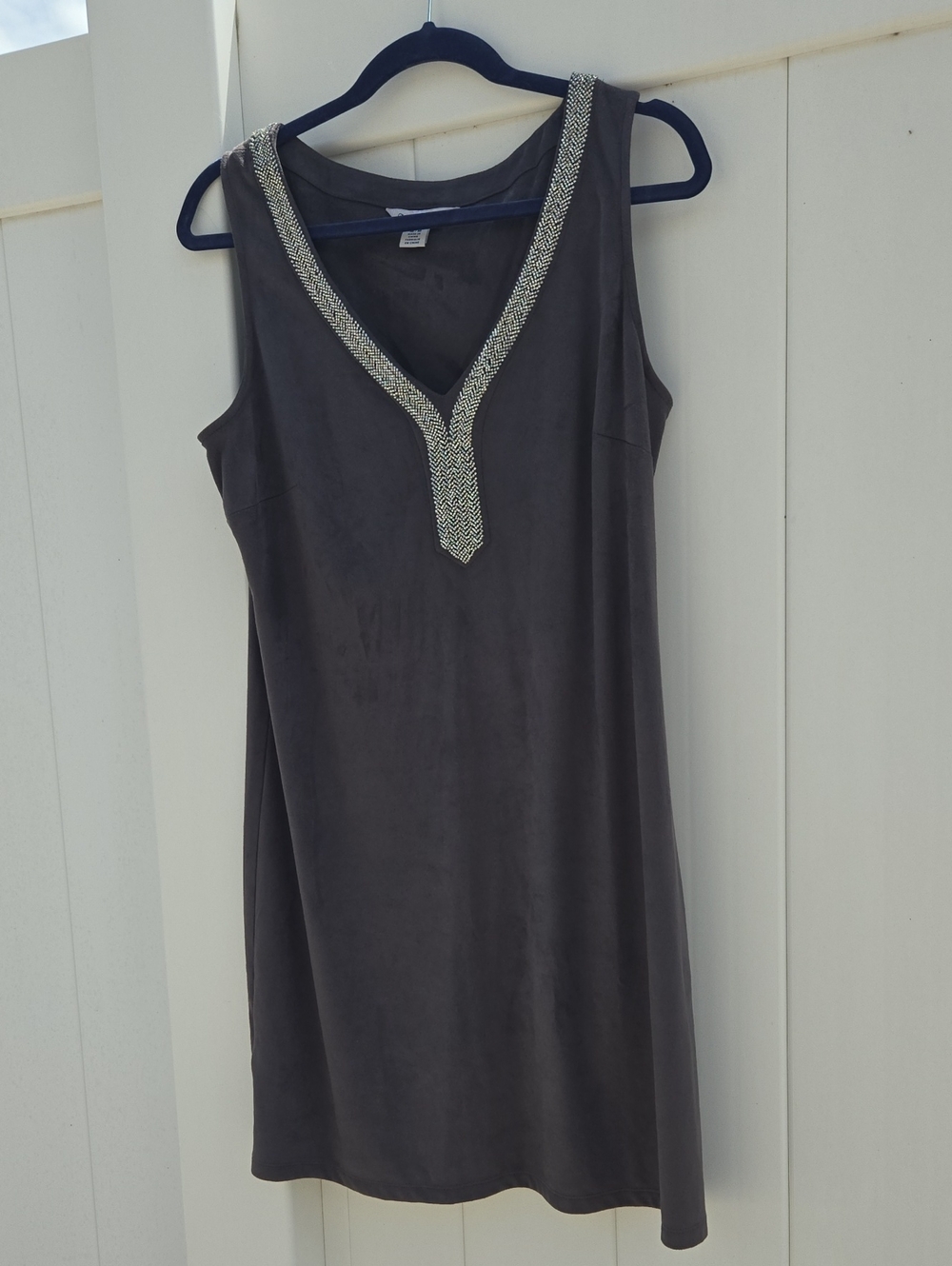 Tommy Bahama Charcoal Sleeveless V-Neck Chemise with Beaded Trim
